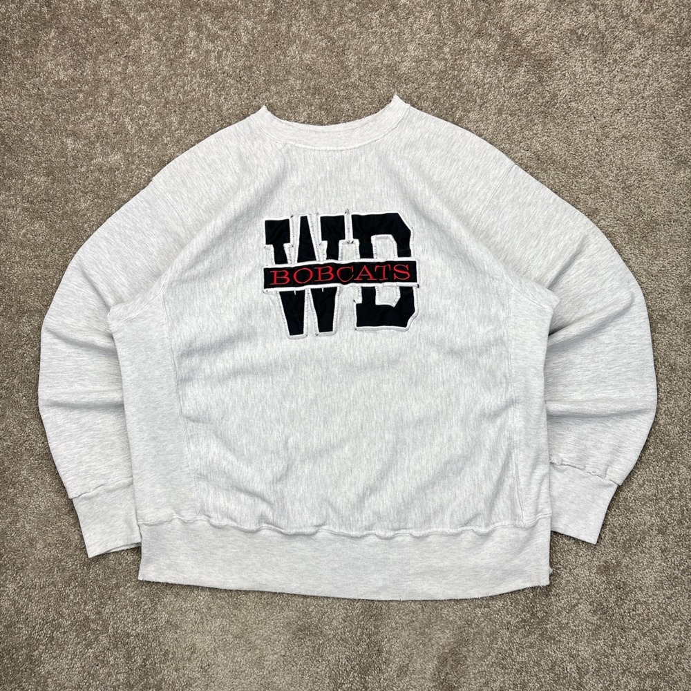 Vintage 90s Rugged Sweats WB Bobcats Reverse Weave Distressed Sweatshirt Large‎